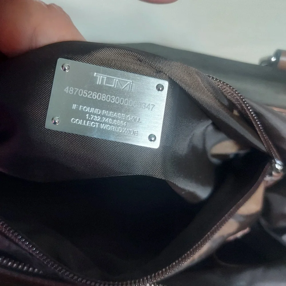 Tumi Olive Green Nylon Leather Trimmed Satchel Shoulder‎ Bag